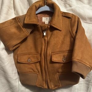 NWOT Baby Vegan Suede Bomber Banana Republic, Size 6-12 Months, Dark Camel